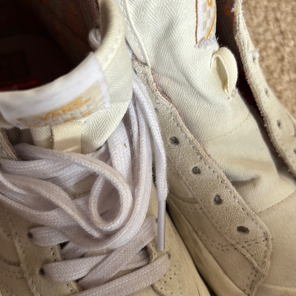 Vans White and Cream Canvas Sneakers